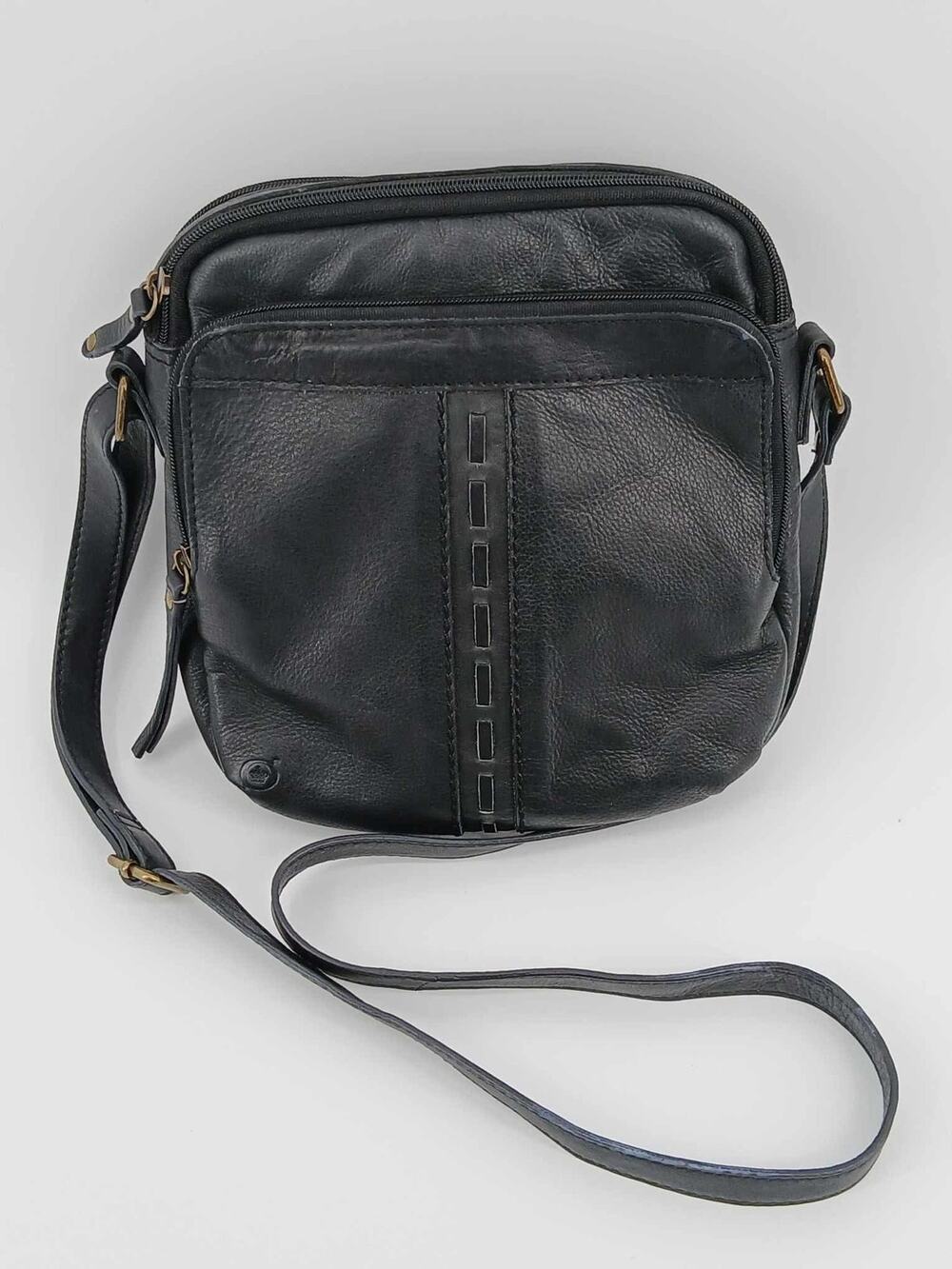 Black Leather crossbody bag, Born western boho style